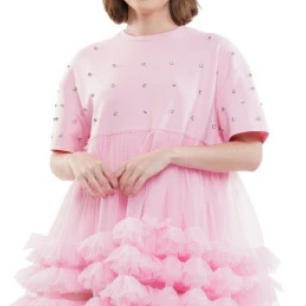 Pink Ruffled Tiered Babydoll Mini Dress